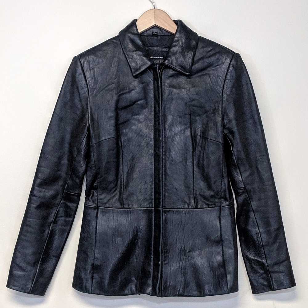 Jones NY Y2K Leather Zip Front Jacket